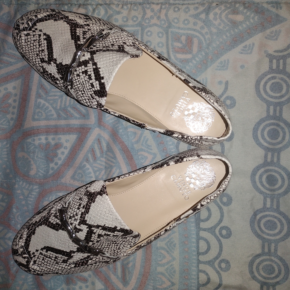 Vince Camuto Monochrome Snake Print Loafers